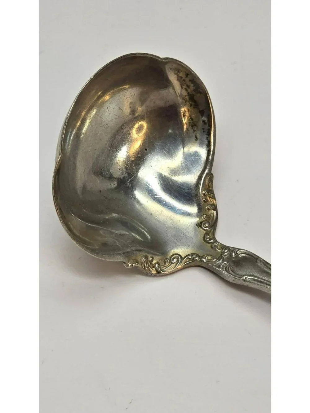 Vintage Sterling Silver Gravy Ladle Ornate Monogrammed Floral Handle 6